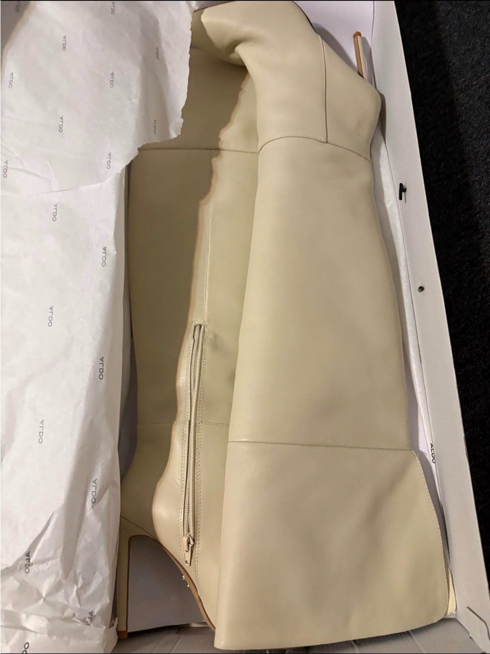 Aldo Cream Over-the-Knee Leather Boots